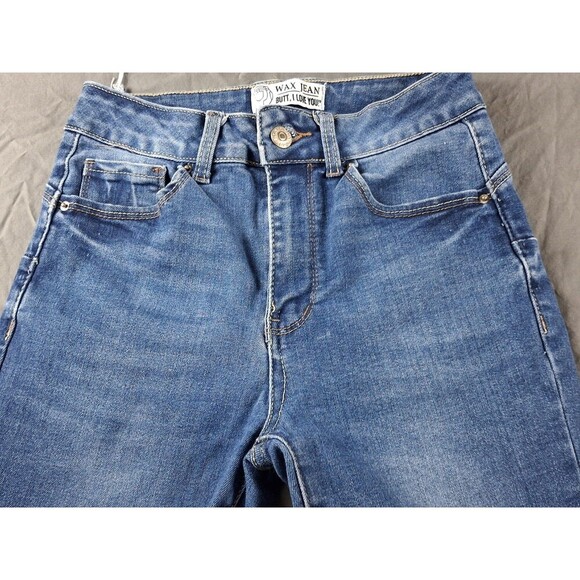 WAX JEANS "BUTT I LOVE YOU" 3/26 BLUE WOMENS JEANS DARK BLUE LIGHT WASH - Picture 6 of 15